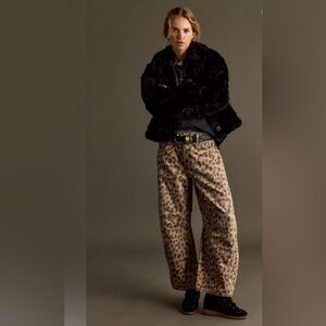 Free People We The Free Good Luck relaxed fit Barrel leopard print brown sugar